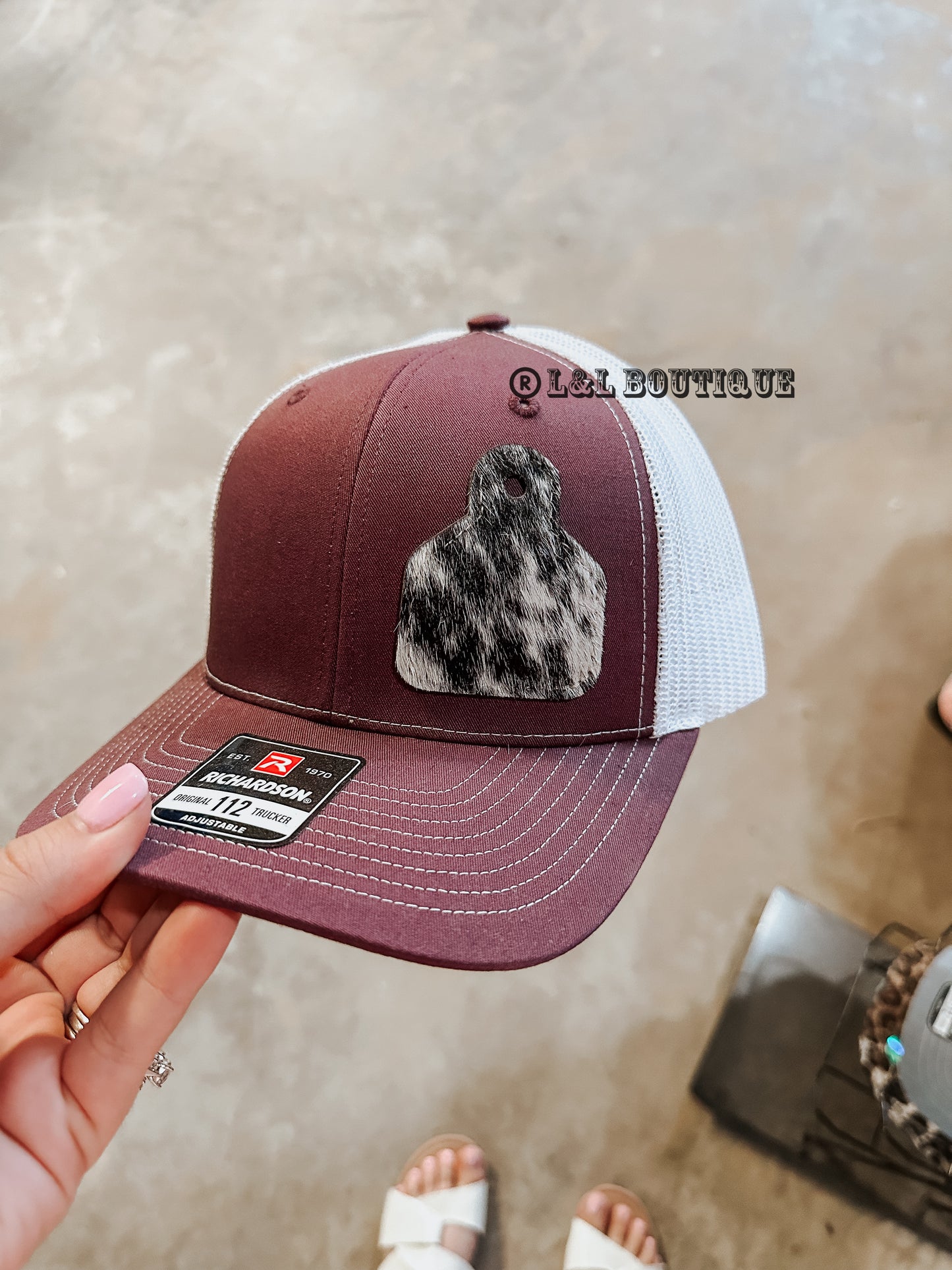Cowhide Richardson Hat Maroon/White ~ Cowtag