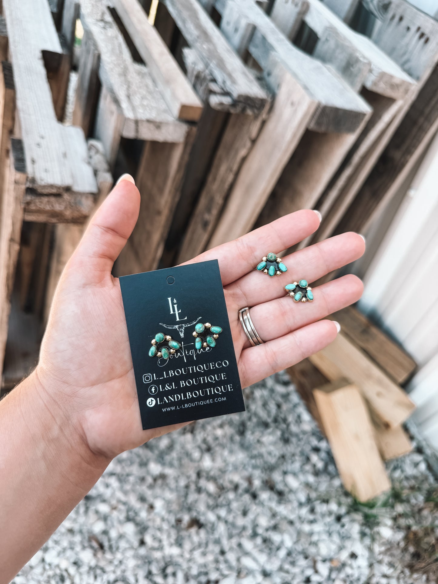 Lainey Brass Quarter Turquoise Earrings