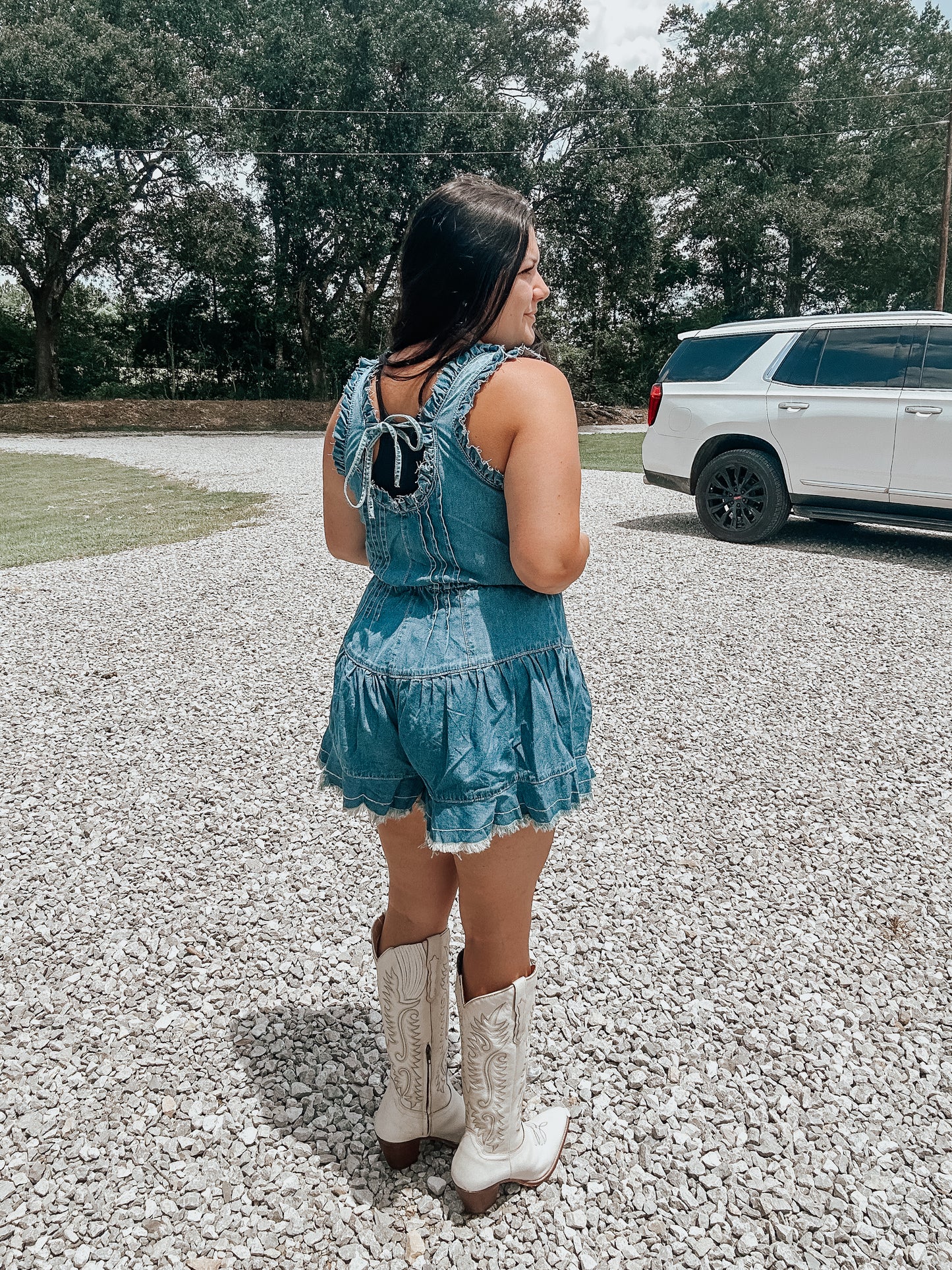 Denim Fray Romper