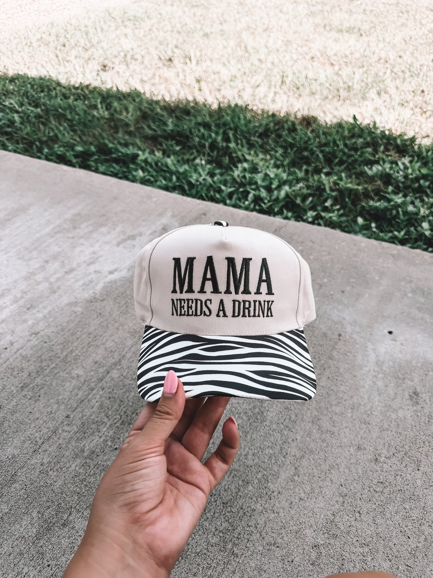 Mama Needs a Drink Trucker Hat - Zebra