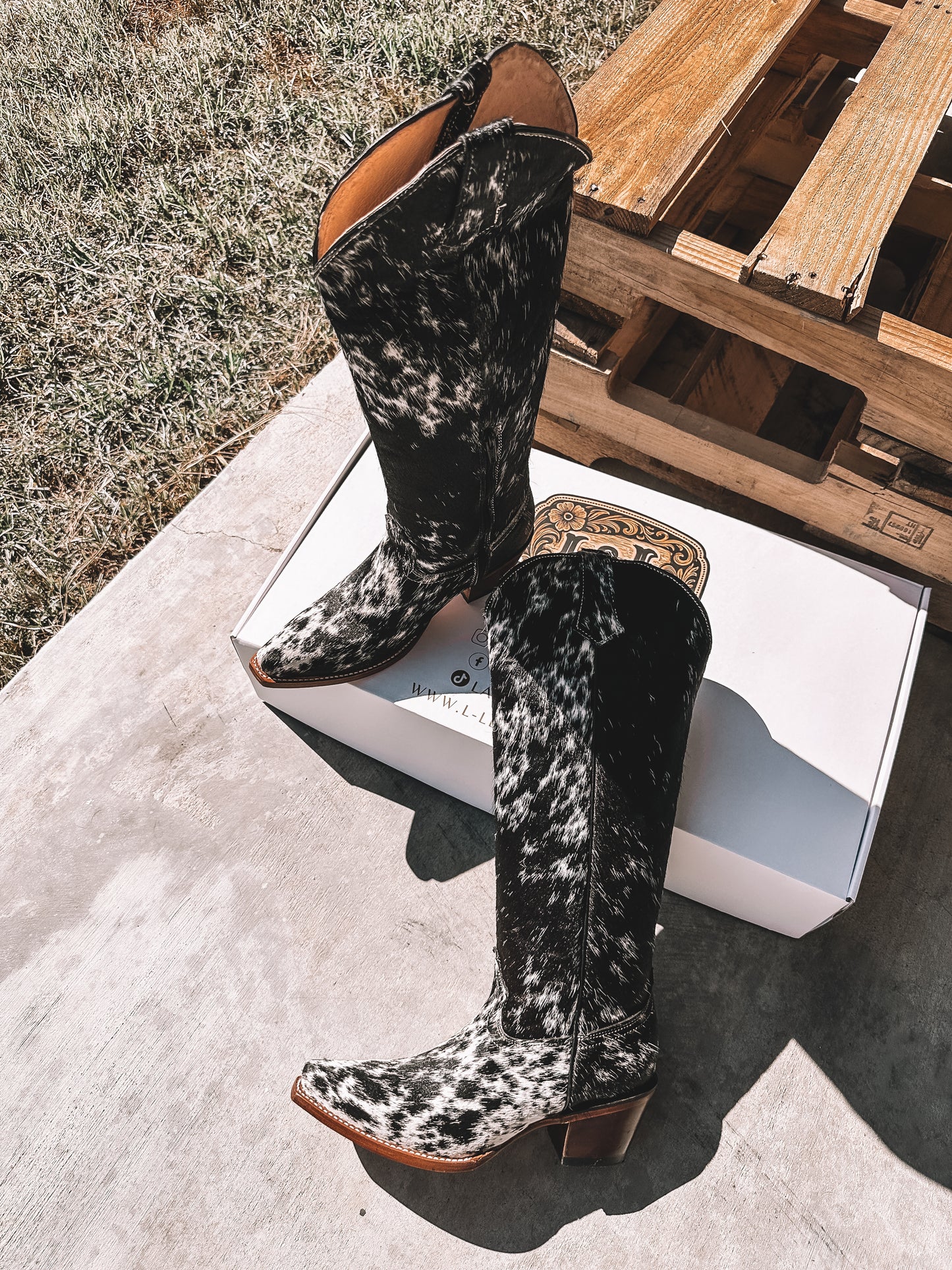 Knee High Cowhide Boots ~ Snip Toe