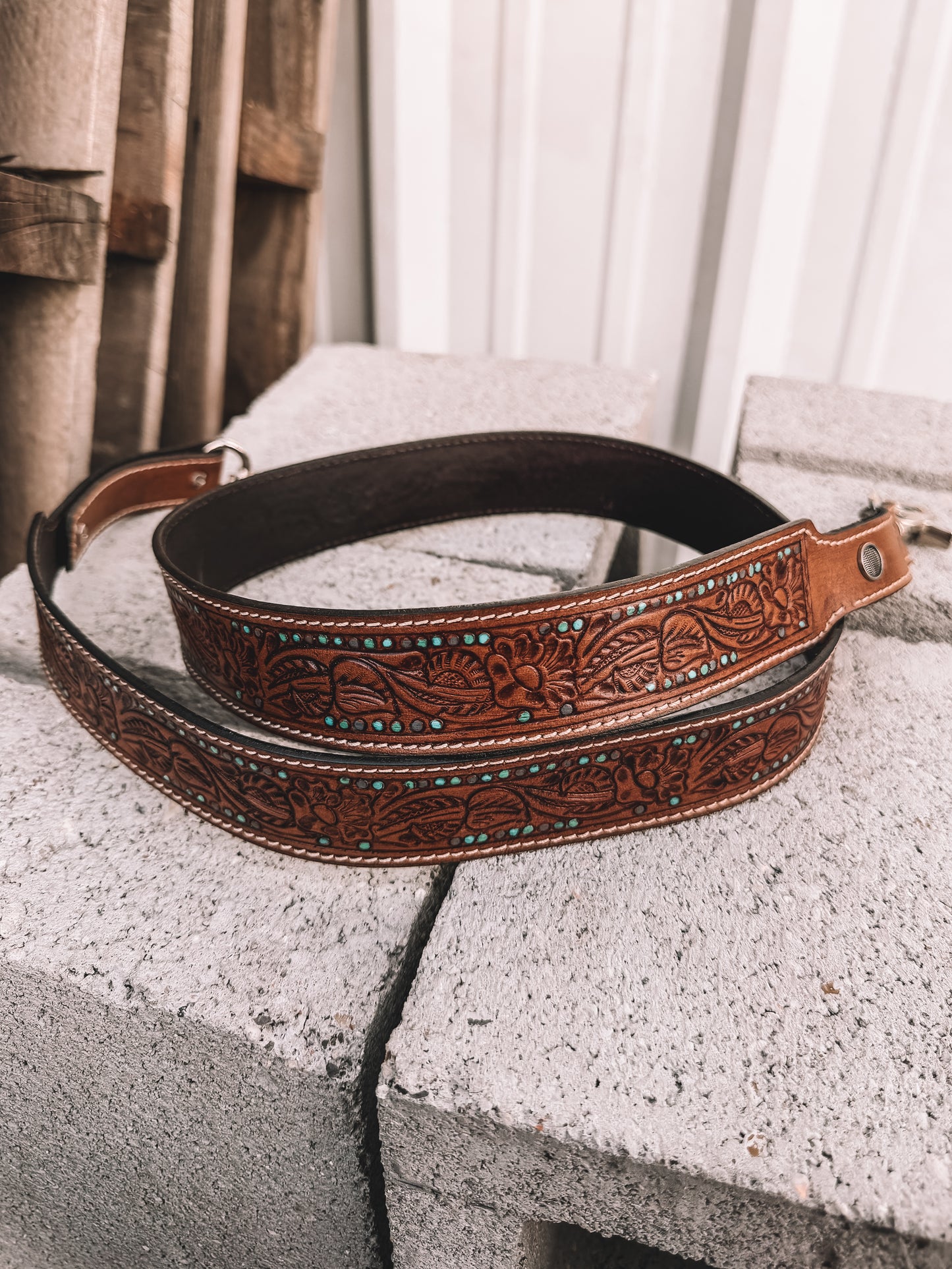Mika Tooled Leather Crossbody Strap