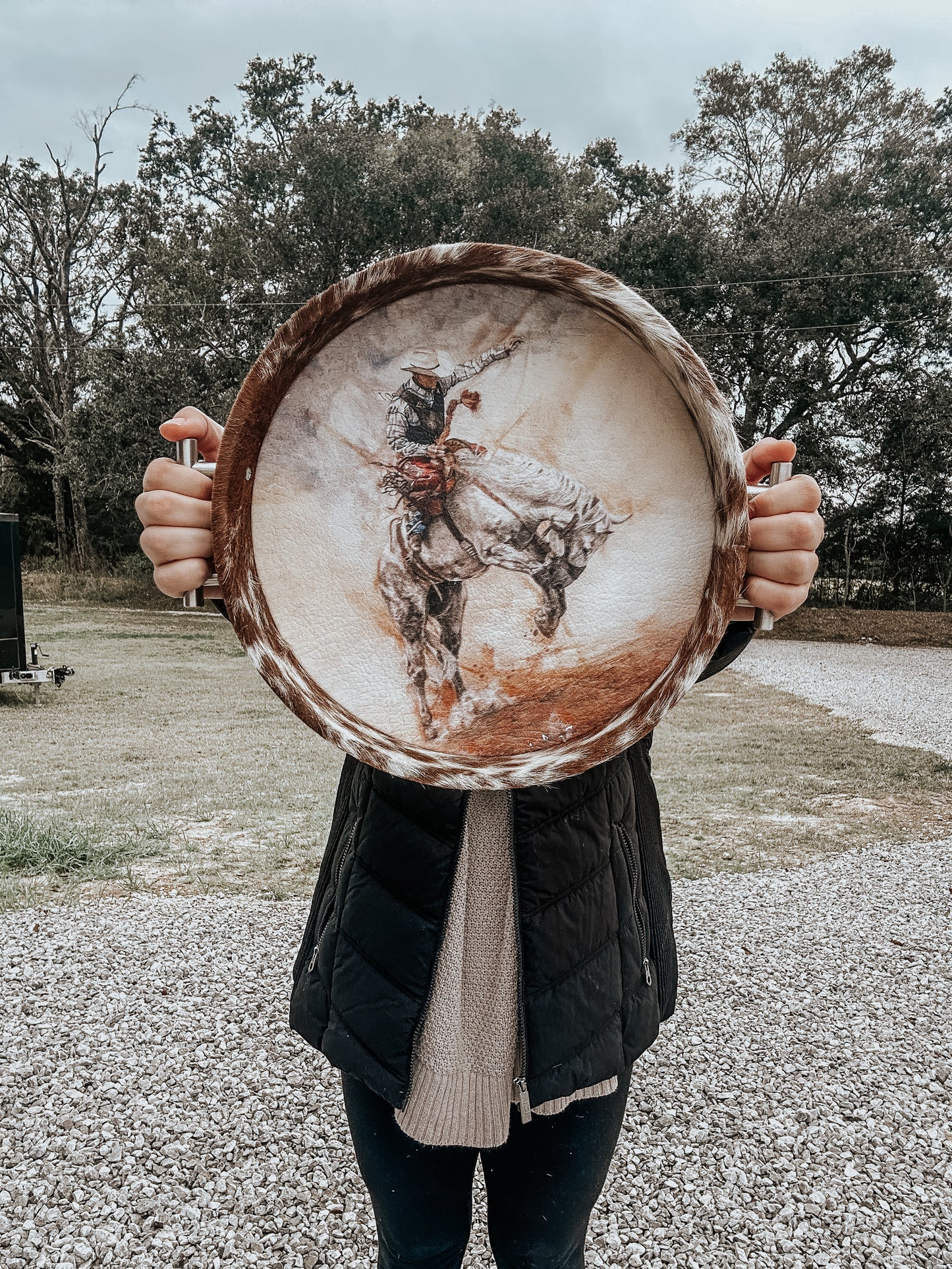 Western Cowhide Tray