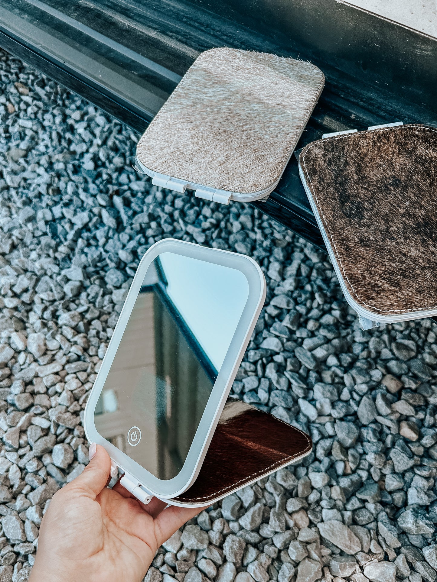 Cowhide Hand Stitched LED Mirror