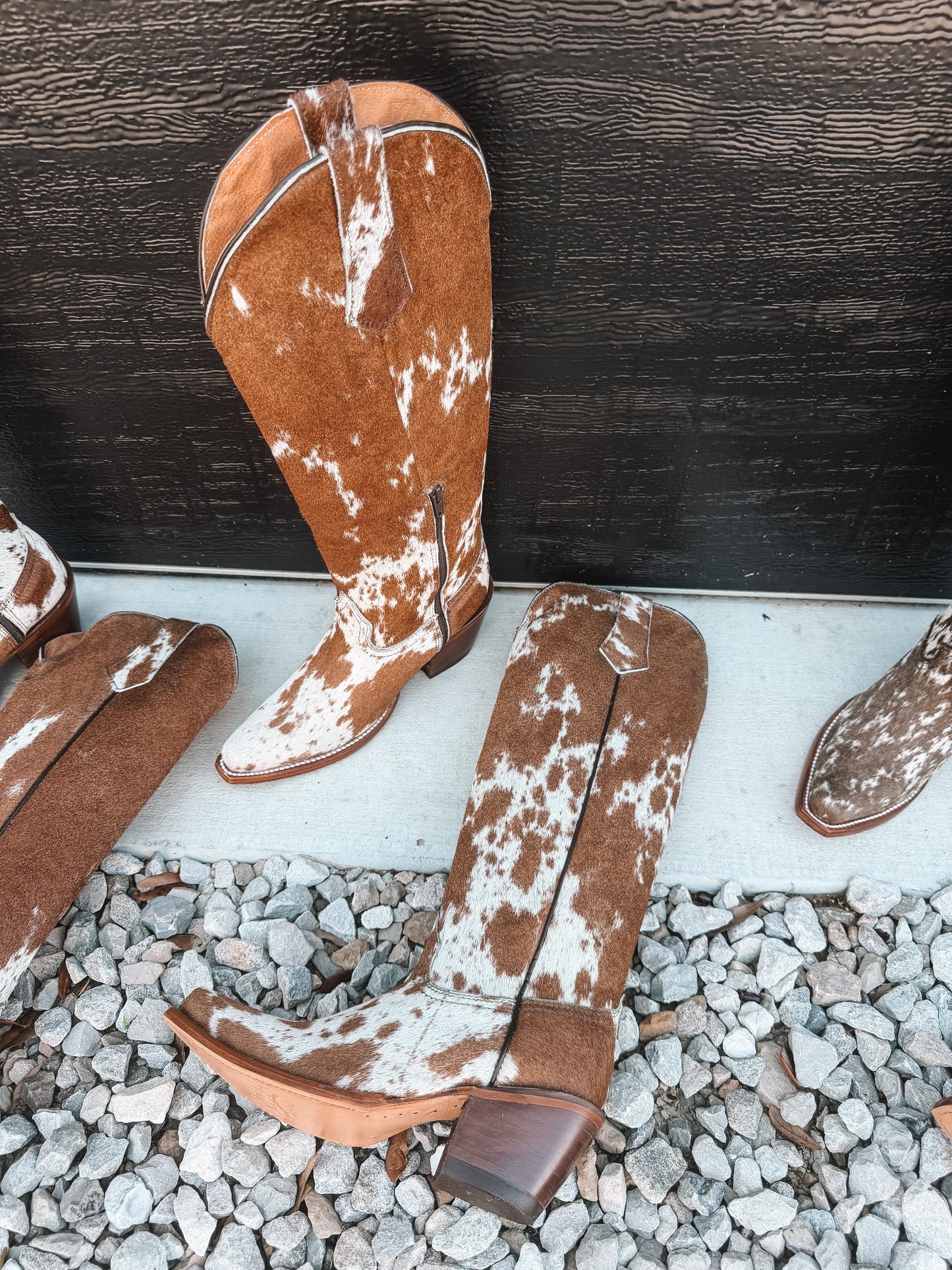 Knee High Cowhide Boots ~ Snip Toe Tan