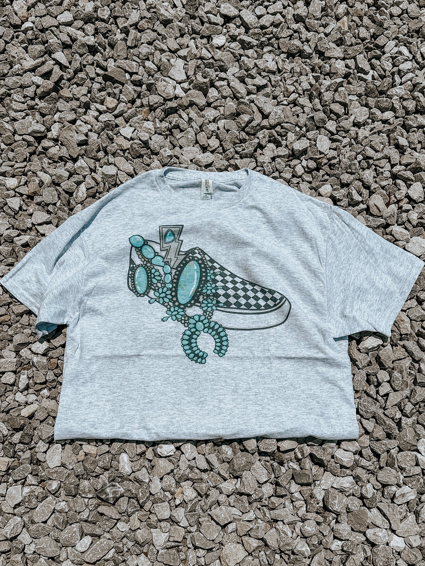 Turquoise & Checkered Shoe Value Tee