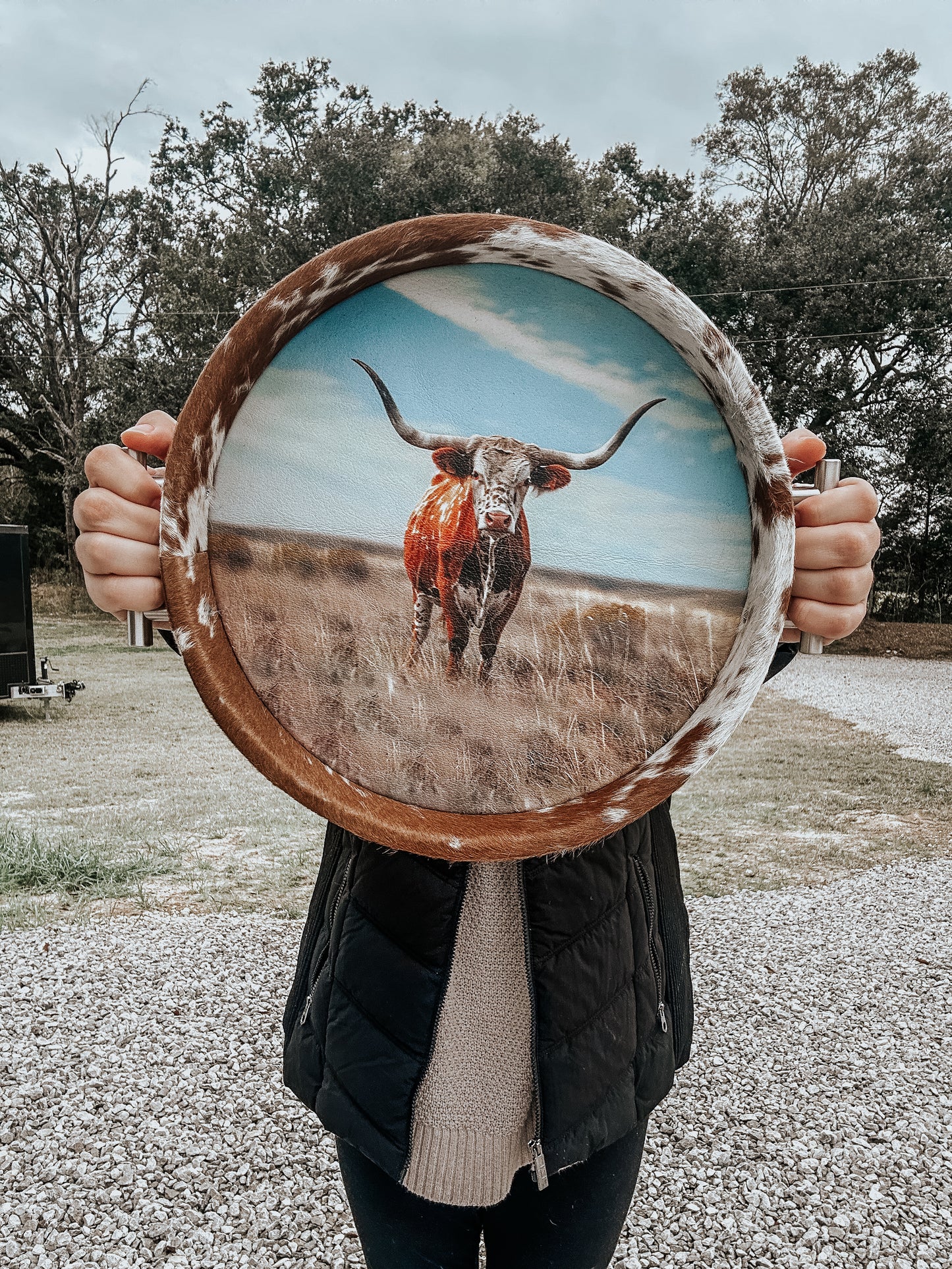Western Cowhide Tray