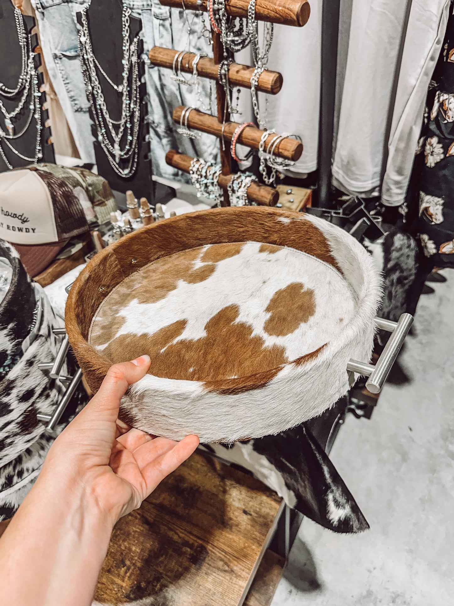 Brown Cowhide Tray