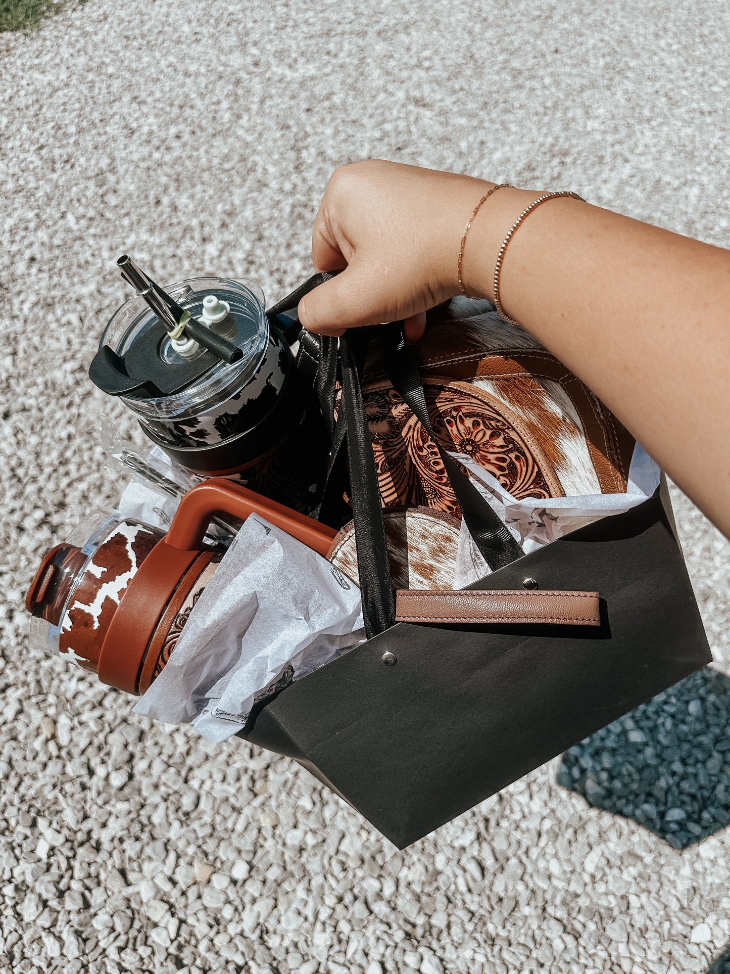 Cowhide Crossbody Christmas Gift Bundle in Black