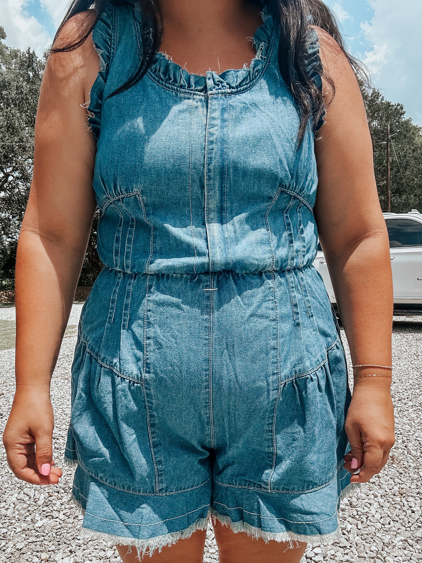Denim Fray Romper