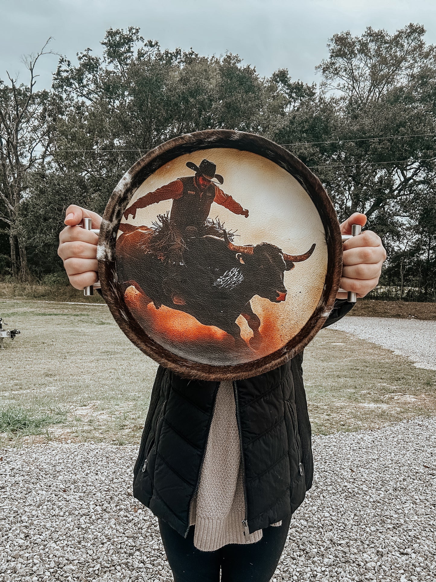Western Cowhide Tray