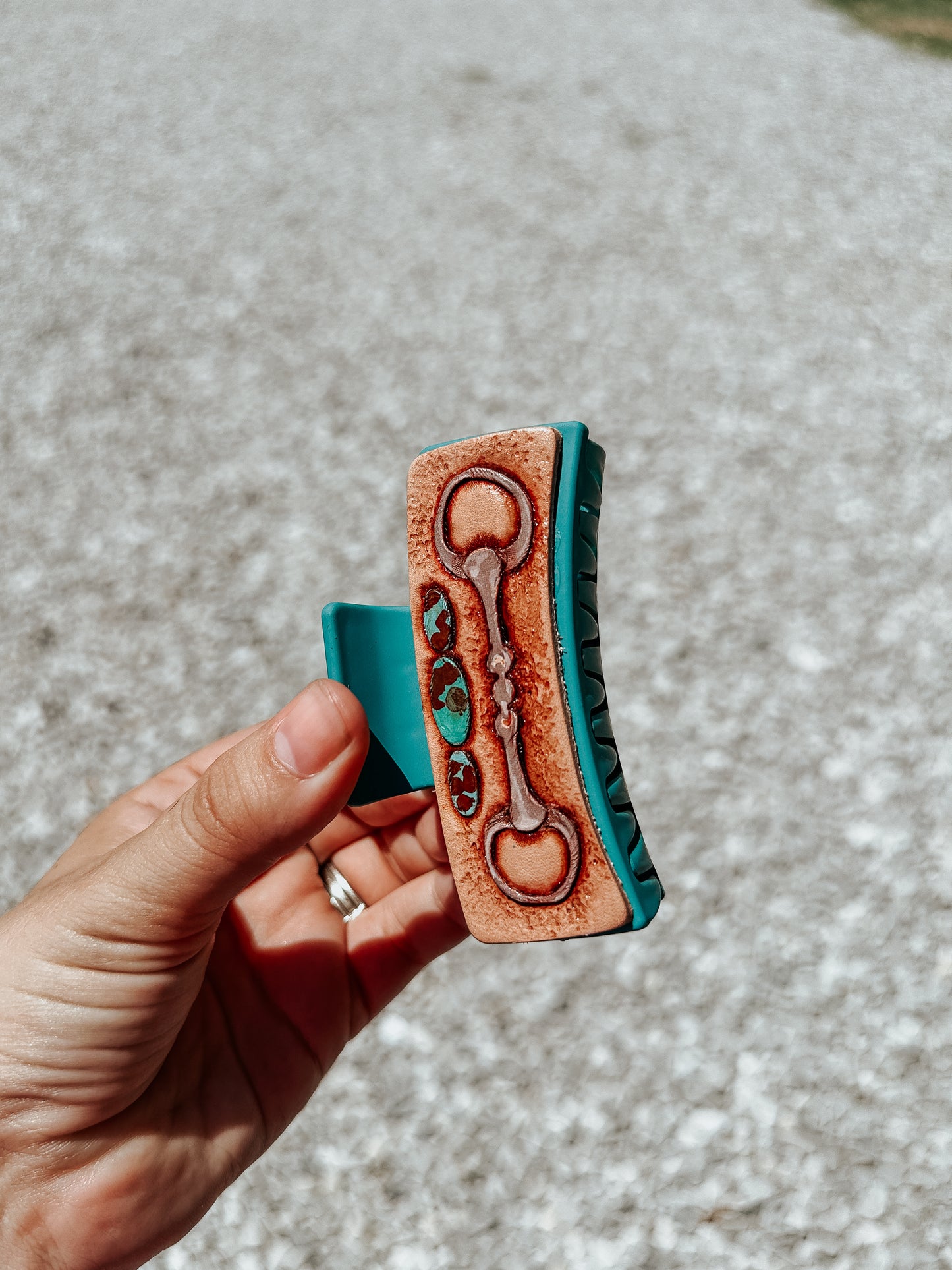 Tooled Leather Bit Claw Clip