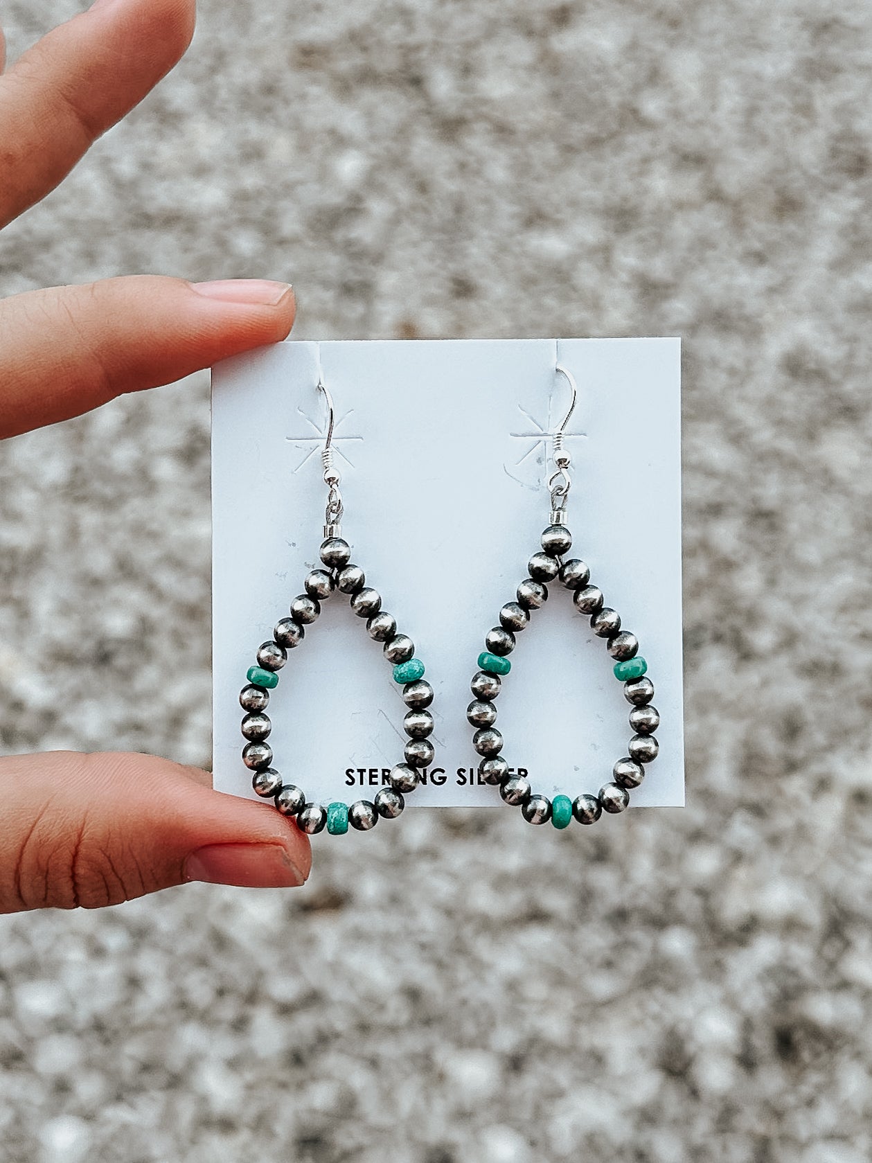 Sterling Turquoise Beaded Drop Earrings