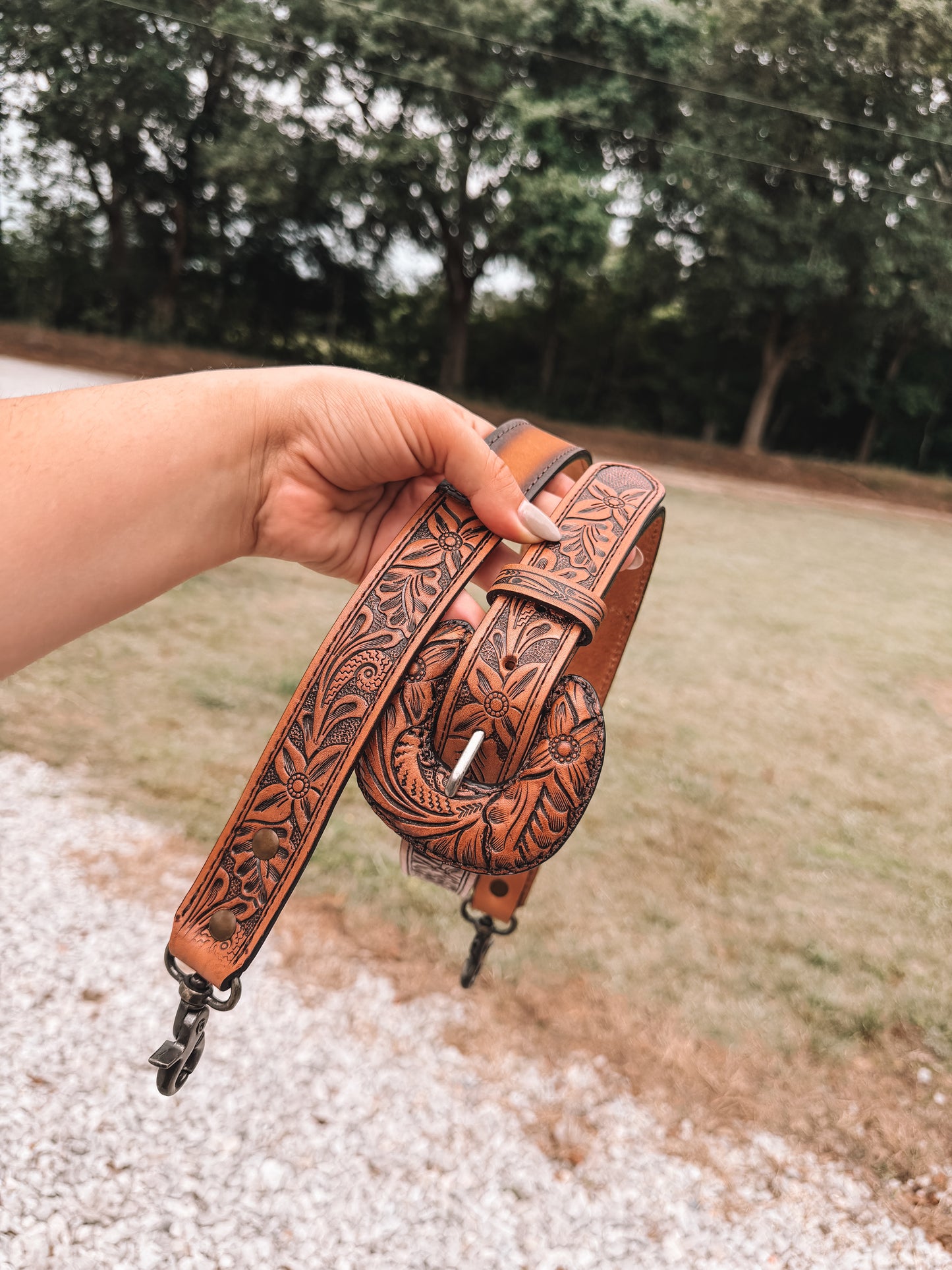 Bare Tooled Leather Crossbody Strap