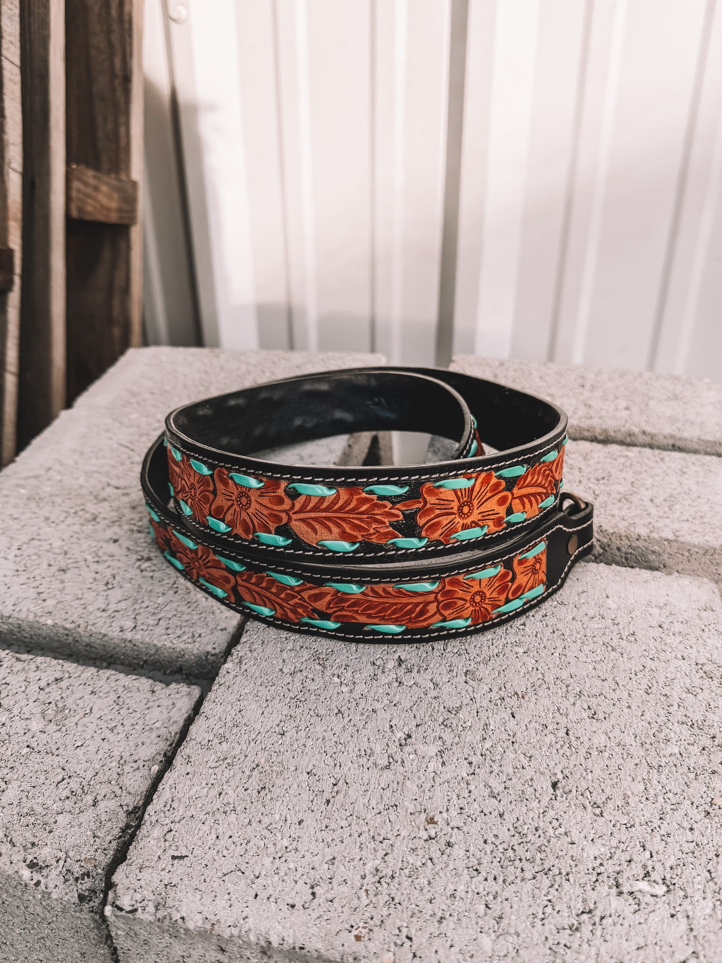 Kai Tooled Leather Crossbody Strap