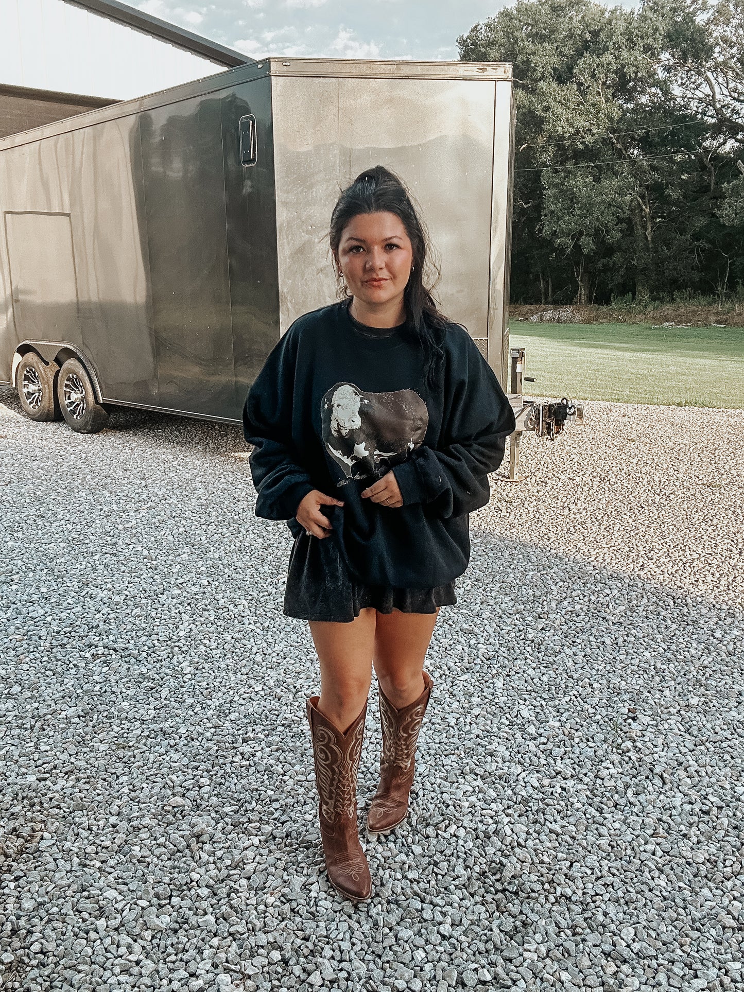 Brown Cow Crewneck in Black