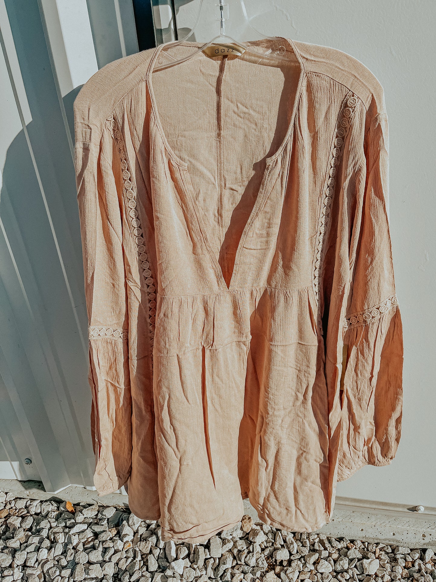 Tan Lace Blouse-Plus Size