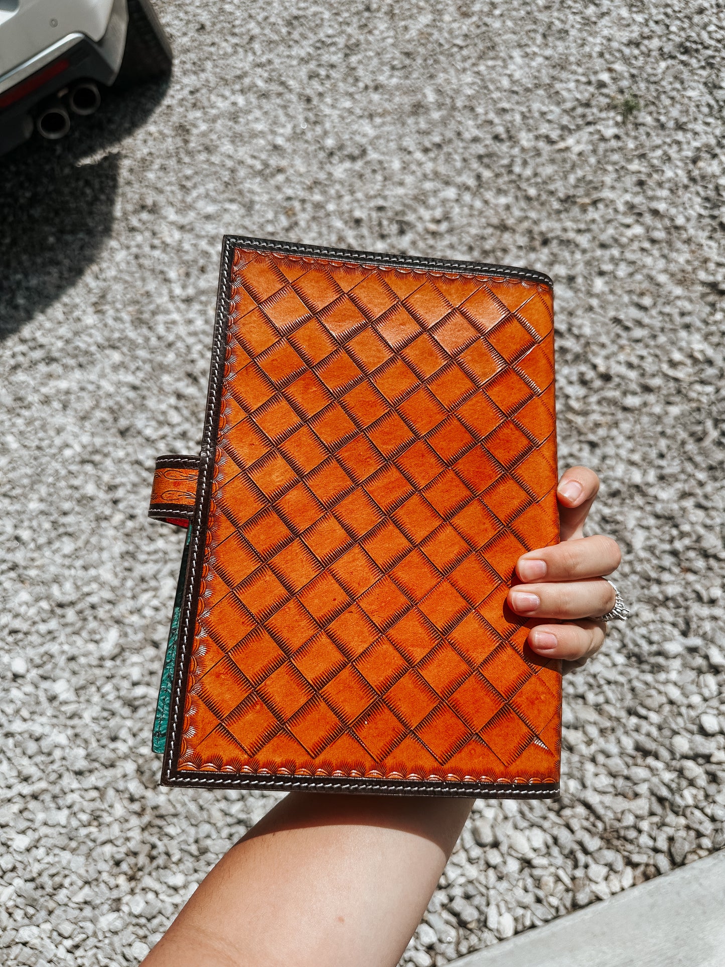 Turquoise Tooled Leather Bible Cover