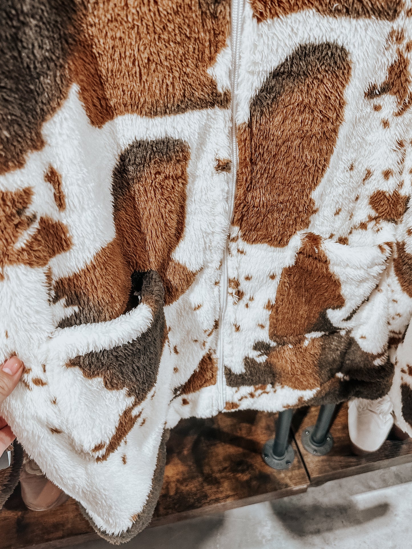 Cow Print Sherpa Jacket