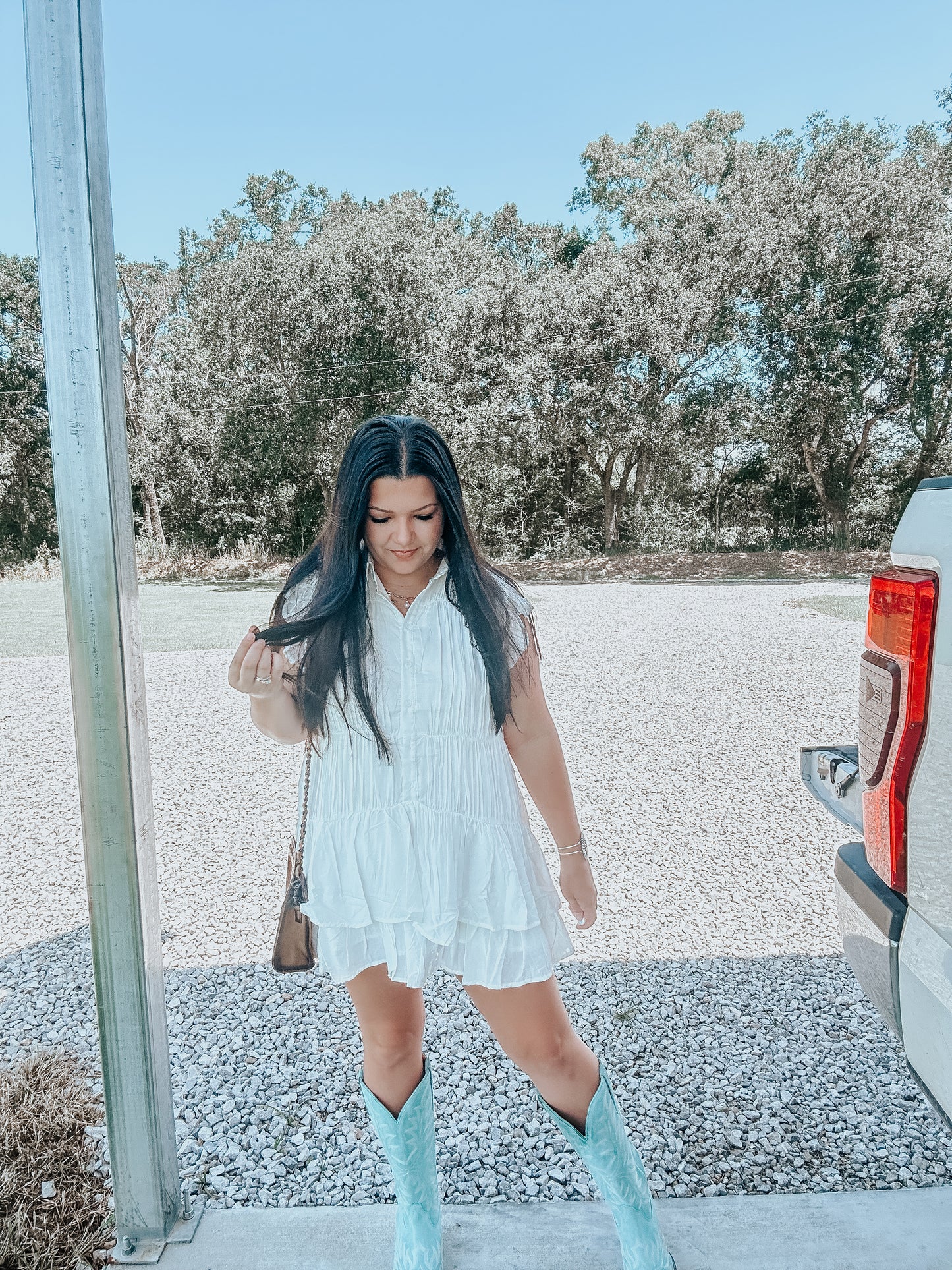 Pleated White Dress Top
