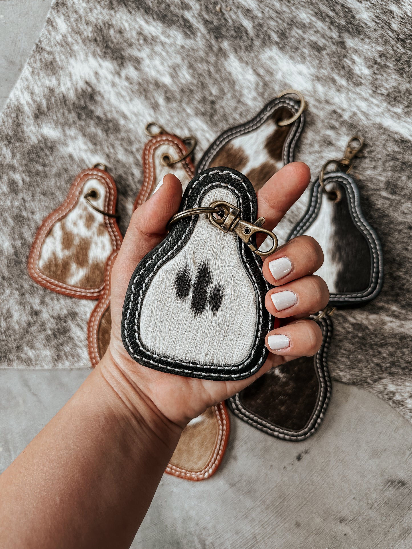 Brook Cowhide Leather Cowtag Keychain
