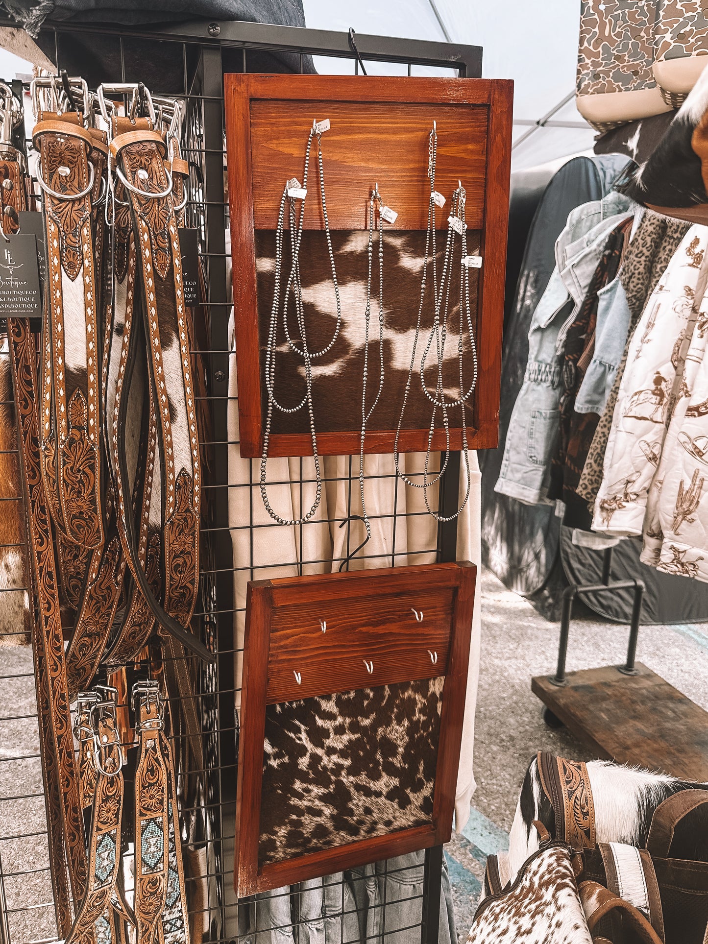 Wooden Cowhide Jewelry Hanger