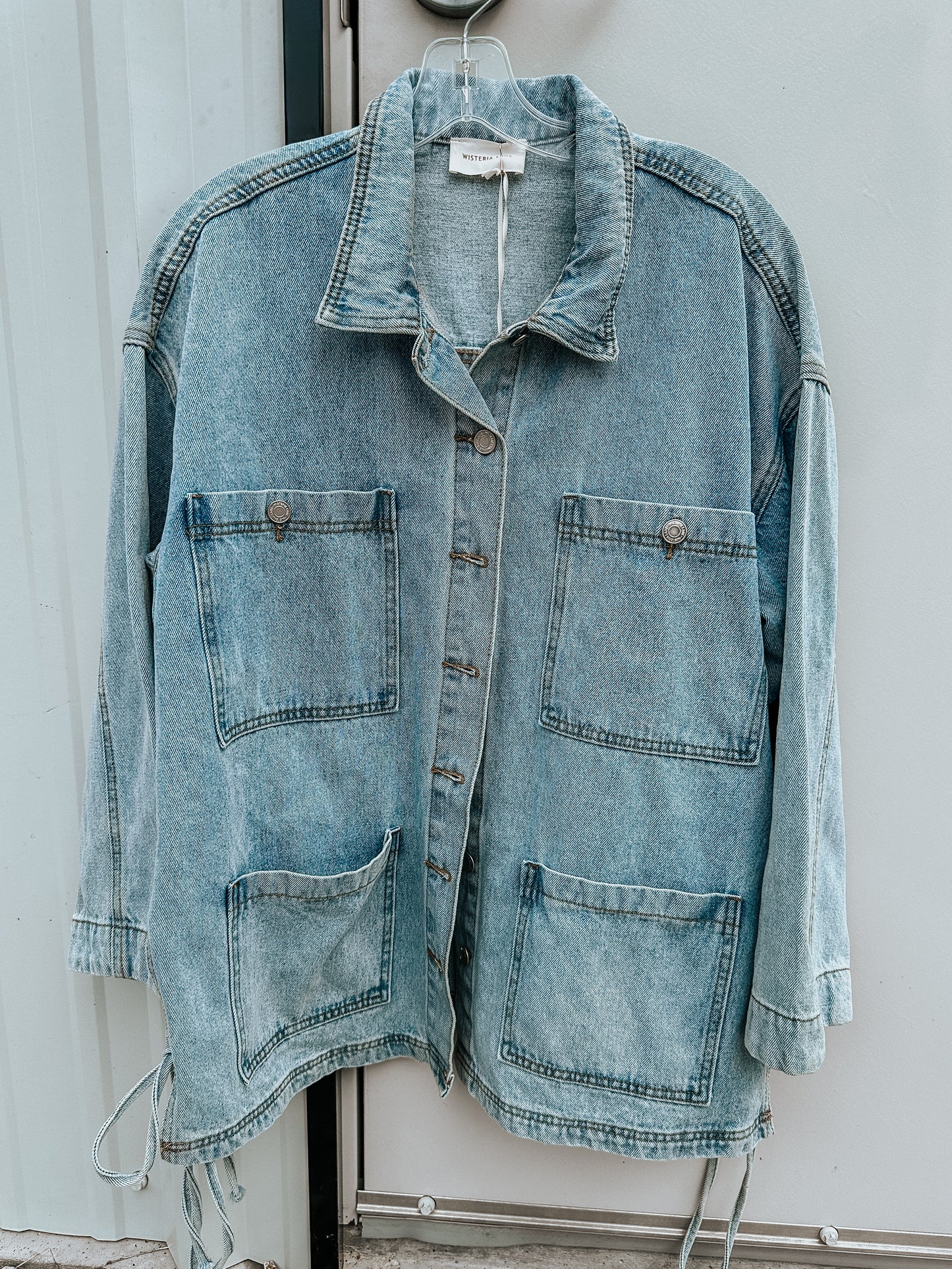 Oversized Denim Tie Jacket