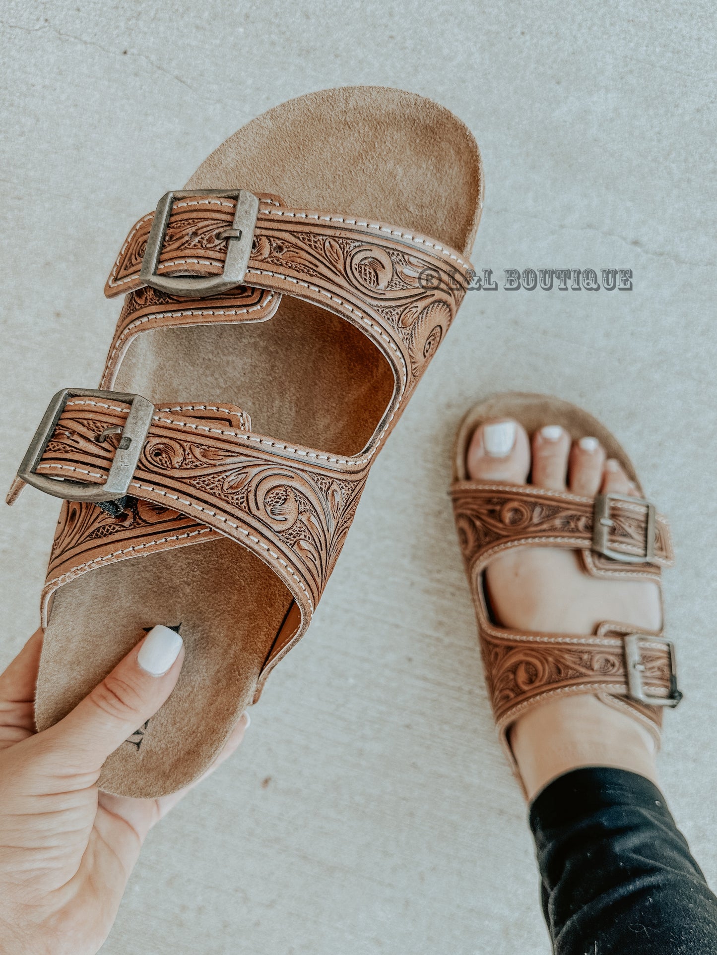 Darla Tooled Leather Sandals