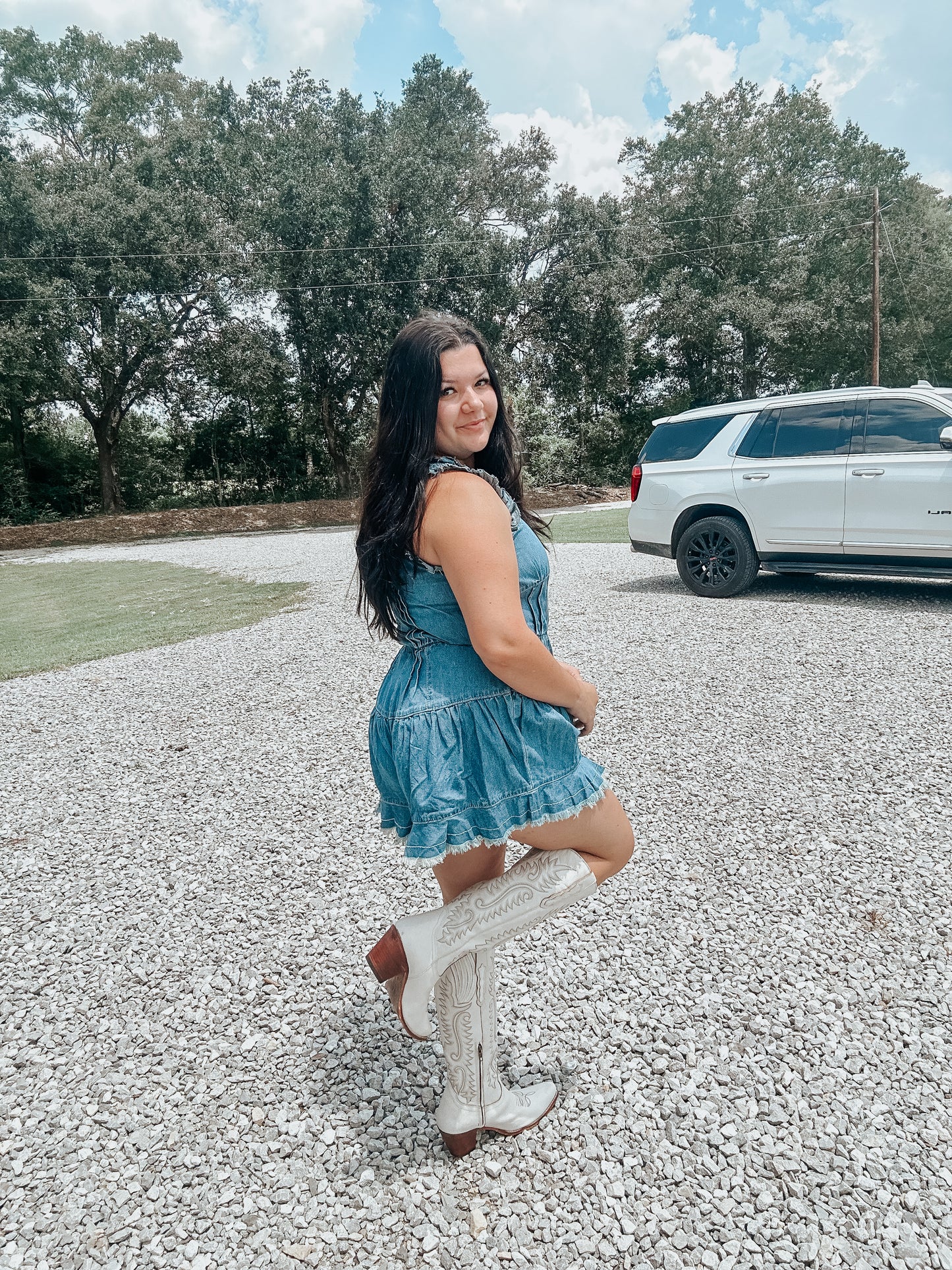 Denim Fray Romper