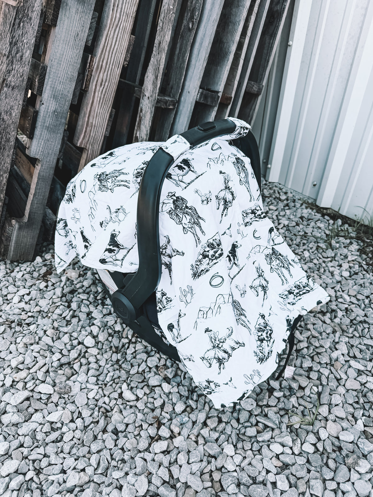Car Seat Cover - White Rope Em Cowboy