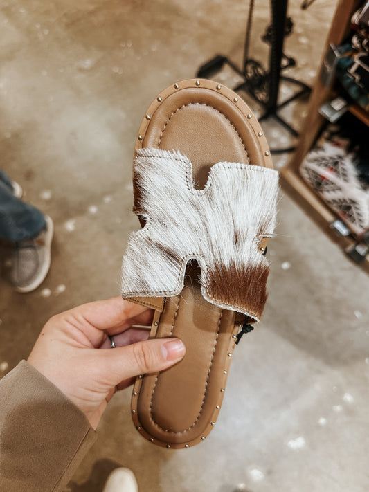 Daleena Cowhide Sandals in Brown