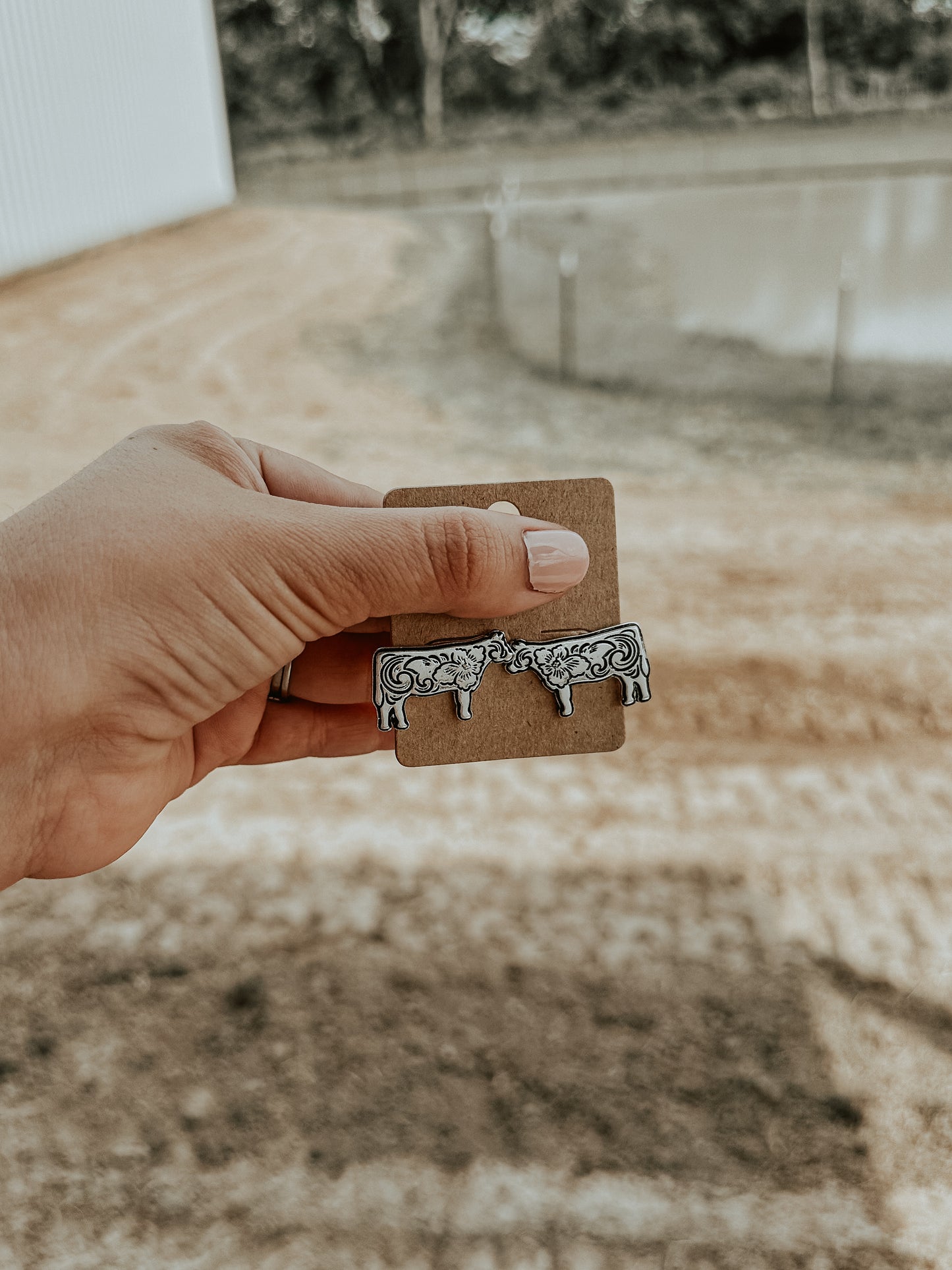 Embossed Heifer Stud Earrings