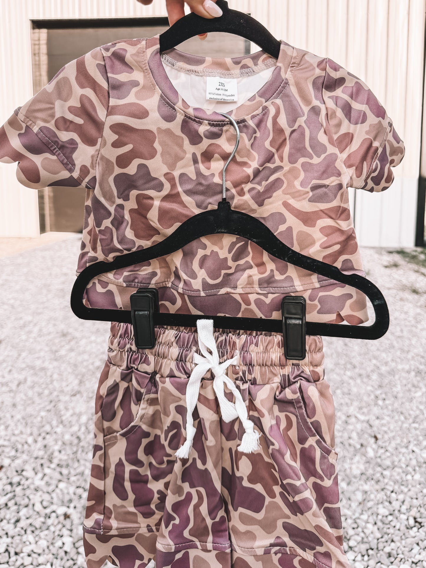 Girls Camo Scalloped Shirt & Short Set