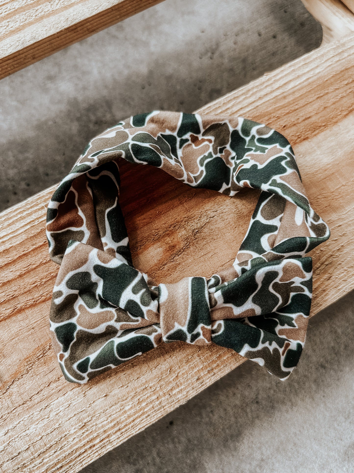 Infant Headband Bow in Old School Camo
