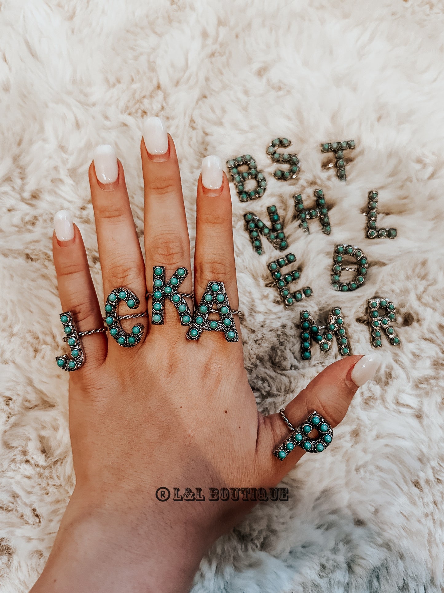 Turquoise Initial Ring