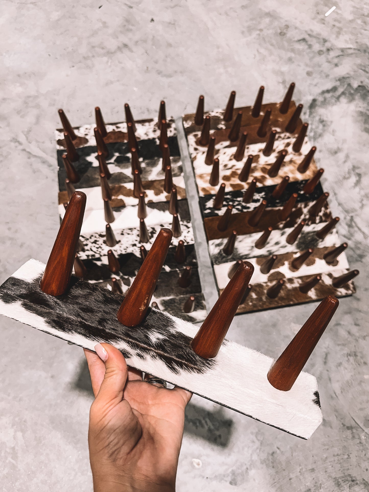 Cowhide 4 Prong Ring Holder