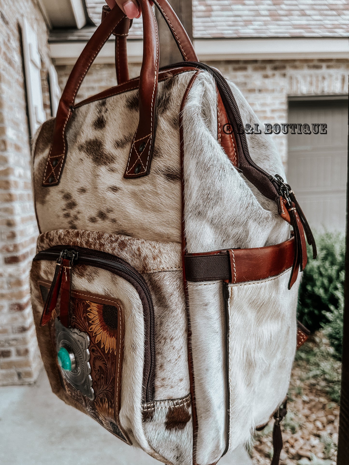 Sunflower Leather Cowhide Diaper Bag