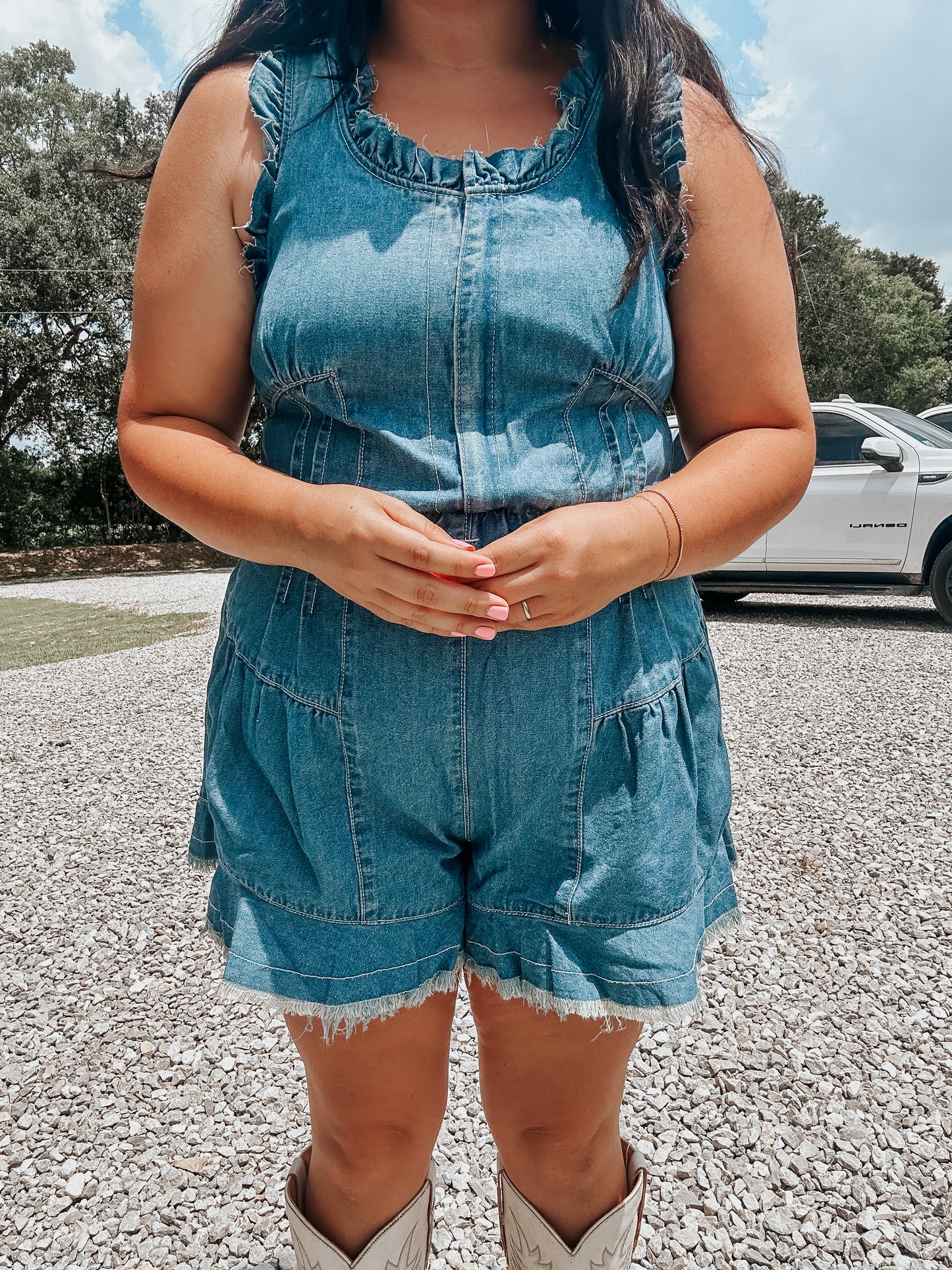 Denim Fray Romper