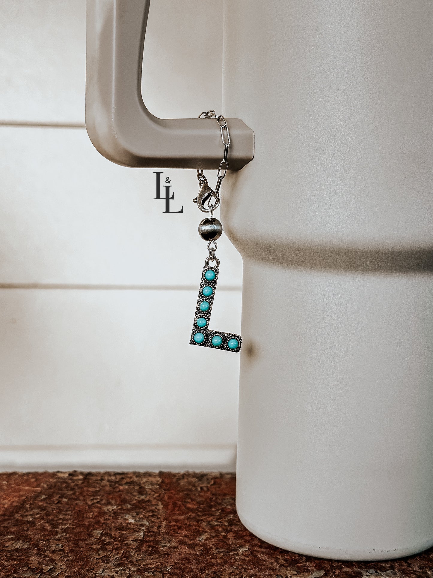 Turquoise Initial Nav Tumbler Charm