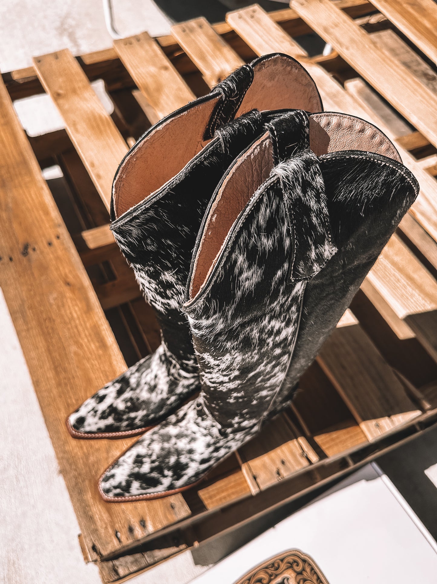 Knee High Cowhide Boots ~ Snip Toe