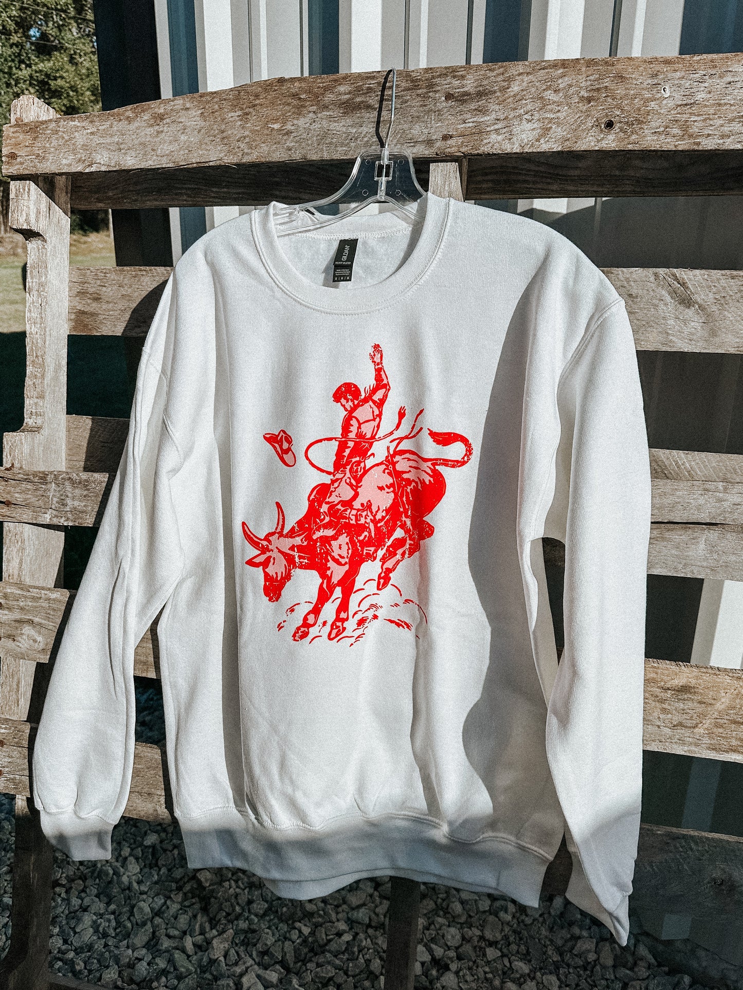 Pink Rank Rider Crewneck in White
