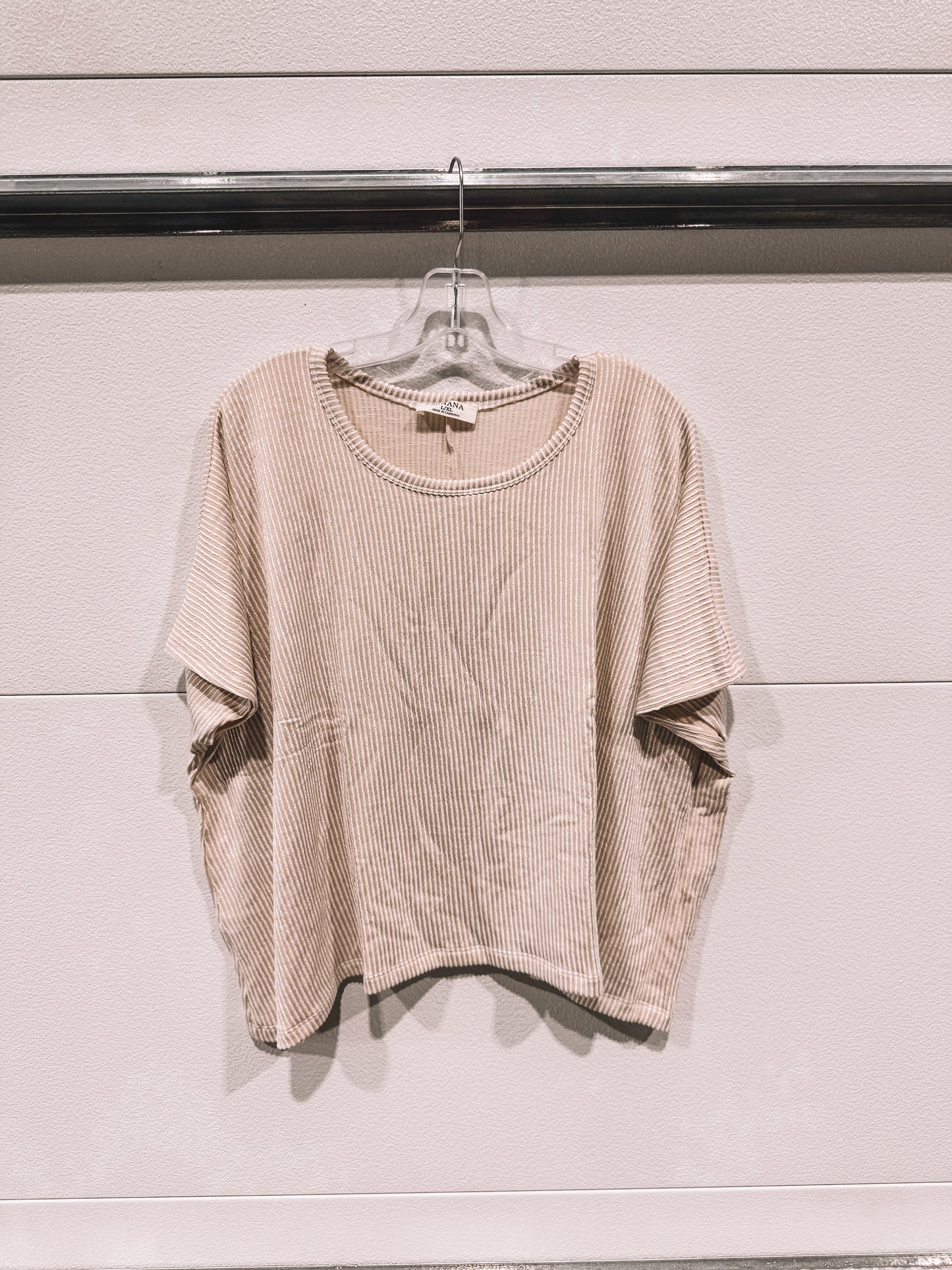 Ribbed Crop Top in tan & white