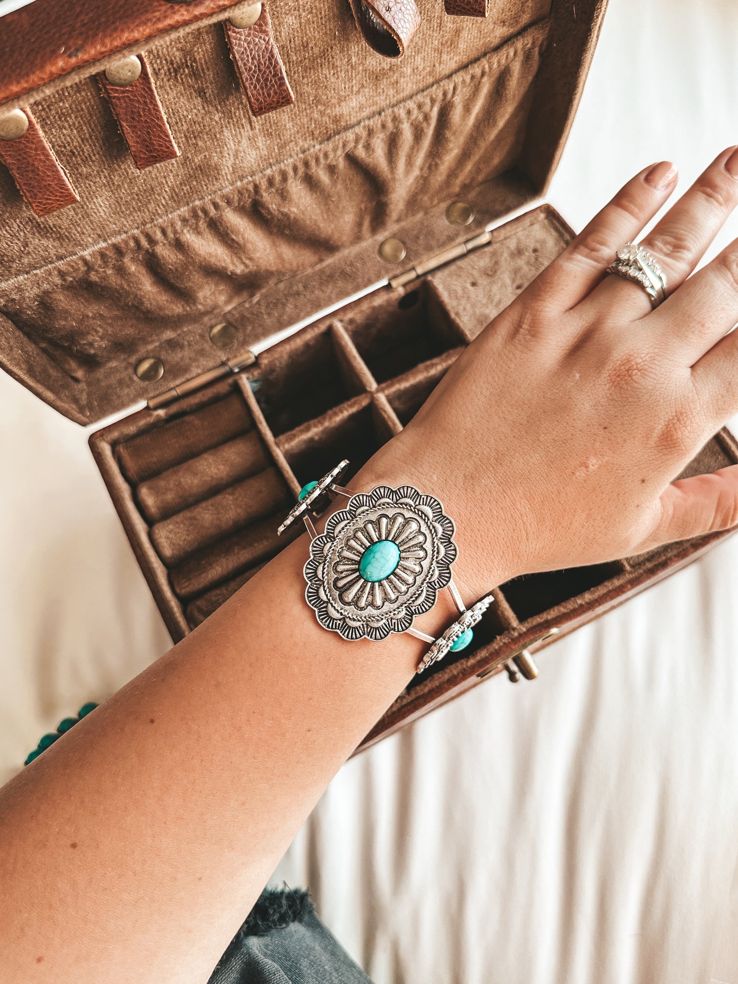 Stoned by Three Concho Bracelet