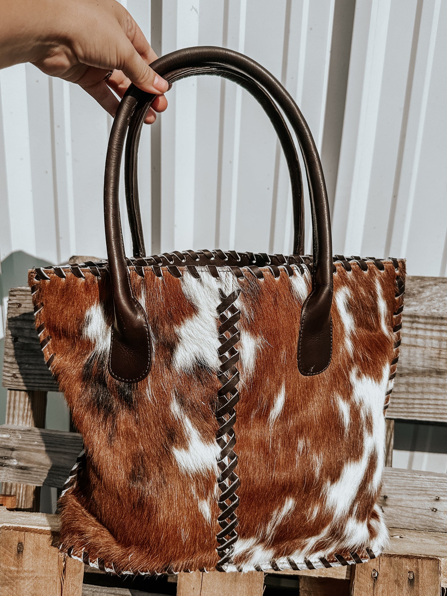 Elena Cowhide Tote Bag