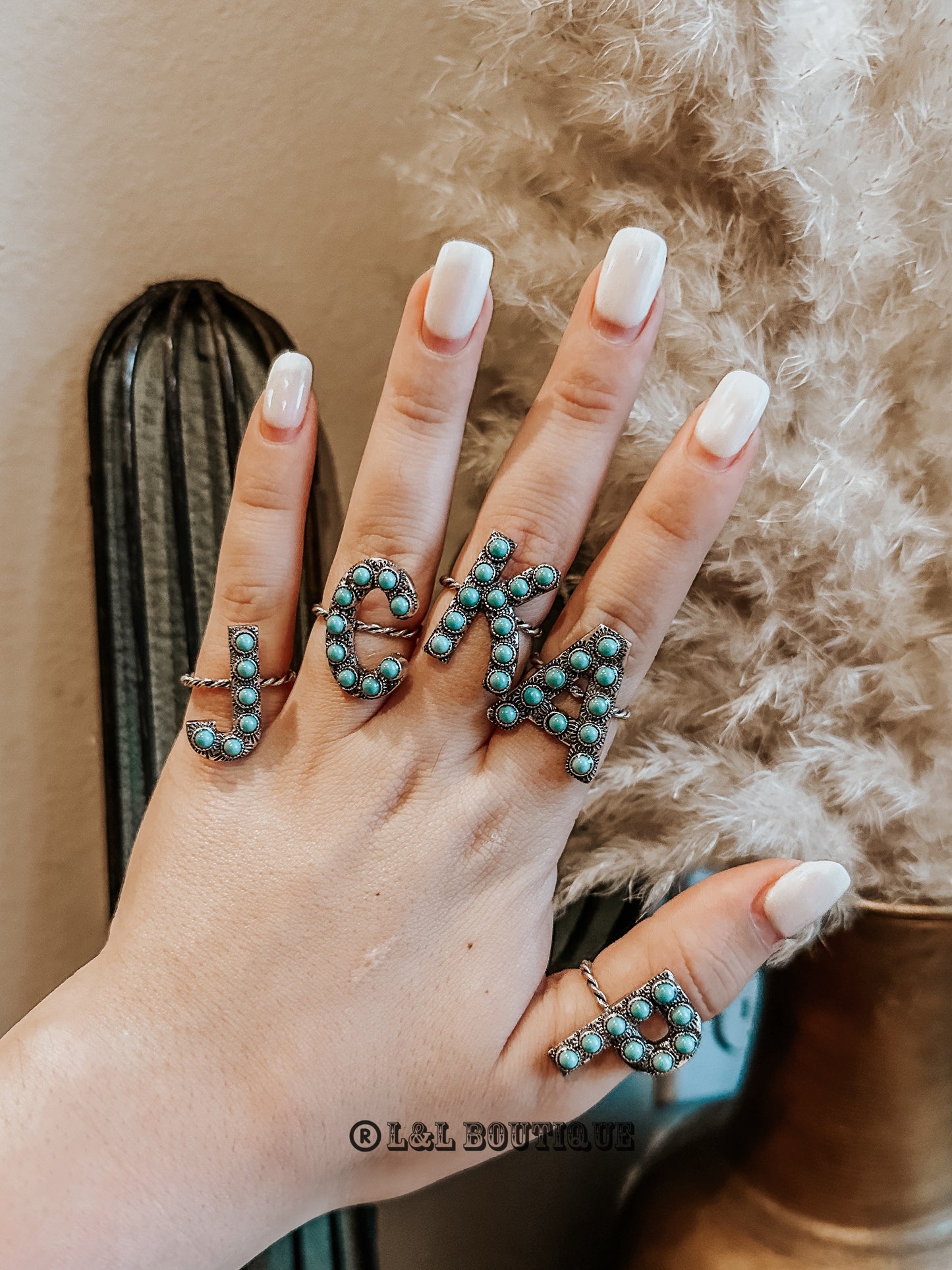 Turquoise Initial Ring