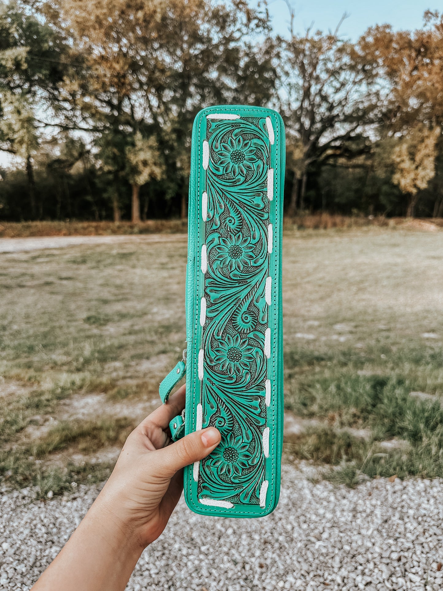 Hot Iron Case Turquoise Leather Cowhide