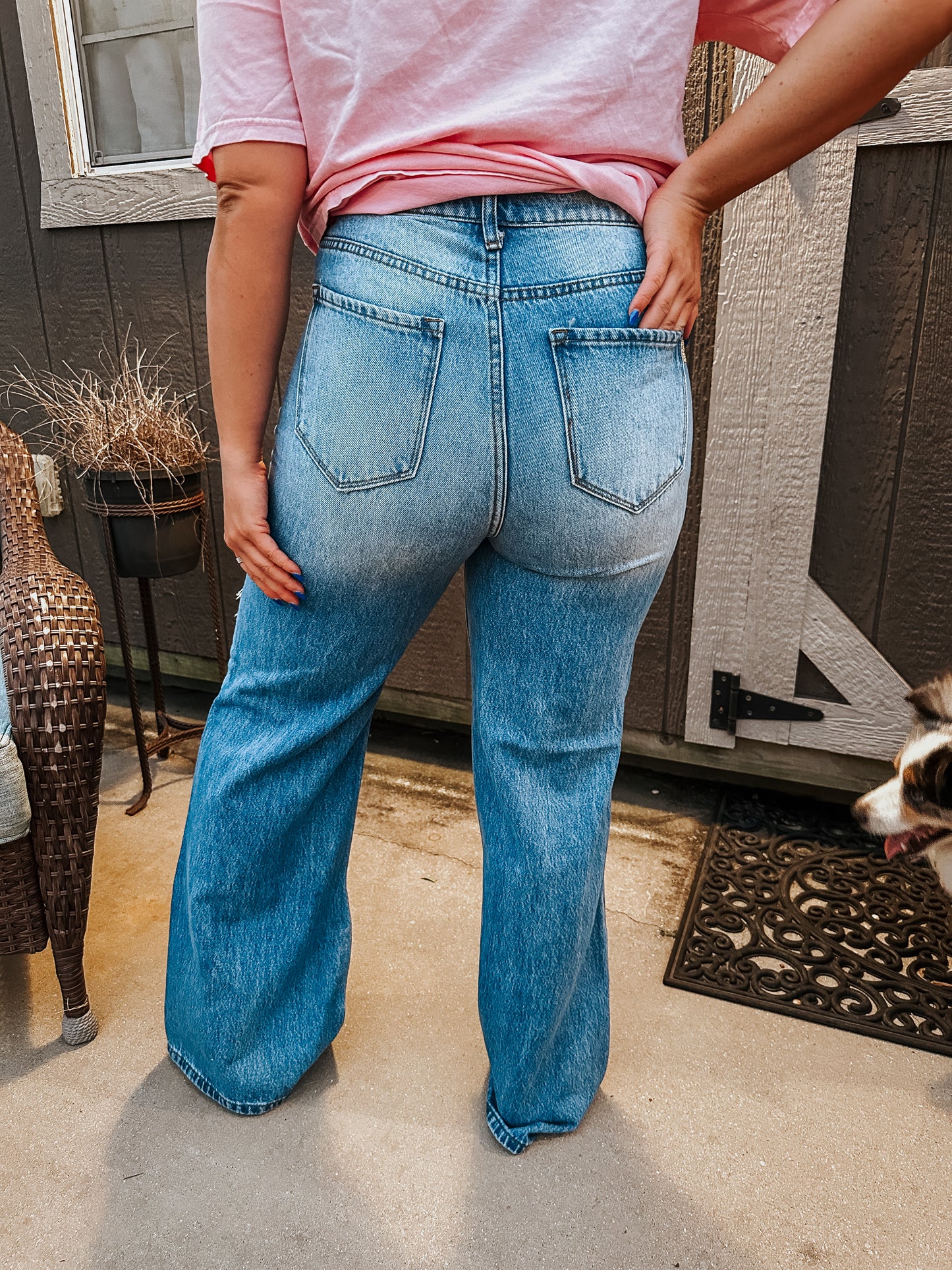 Vibrant Distressed Wide Leg Jeans