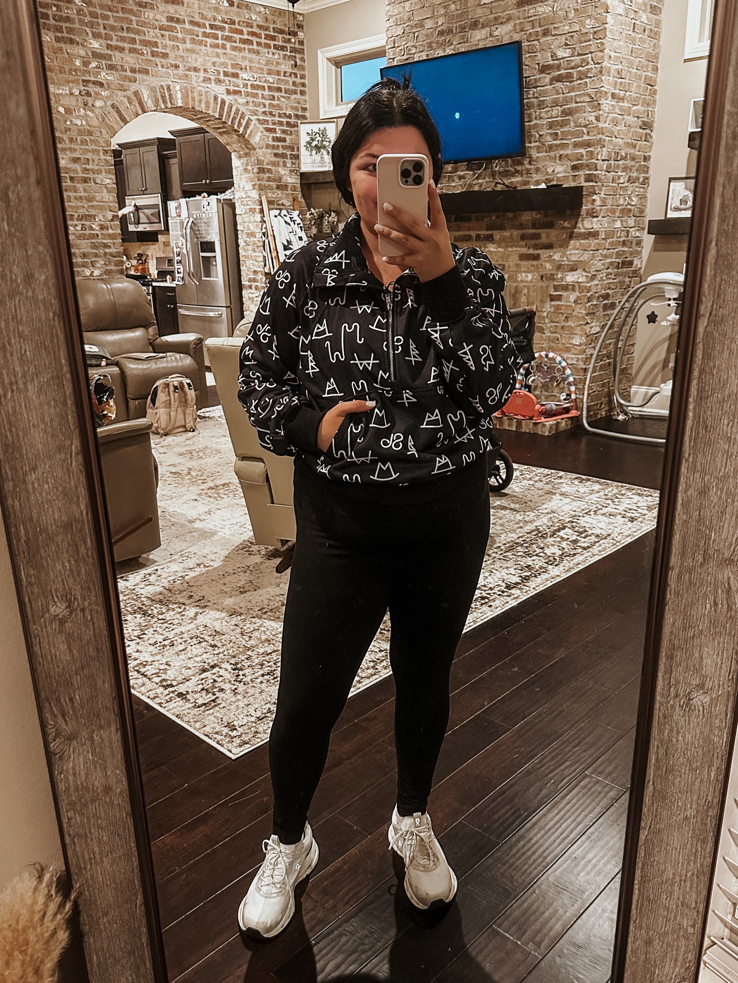 Cropped Black Brands Quarterzip Pullover