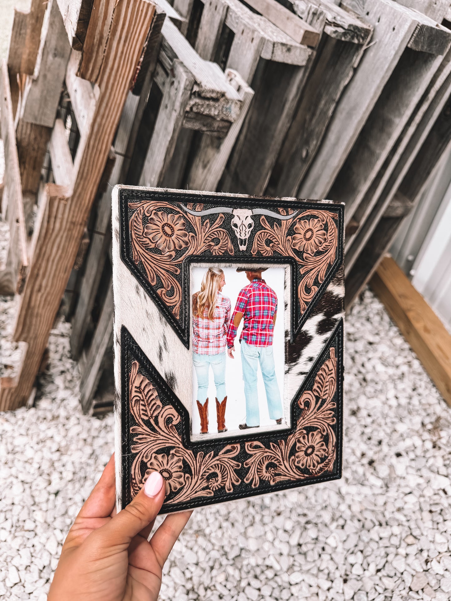 Sandalwood Leather & Cowhide Picture Frame