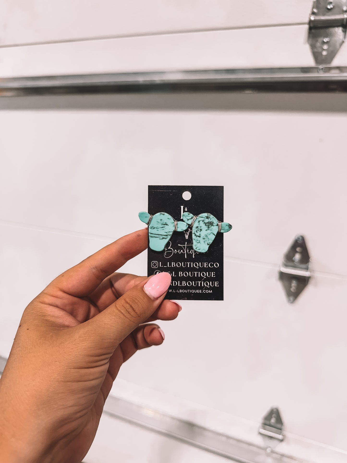 Turquoise Cow Head Earrings